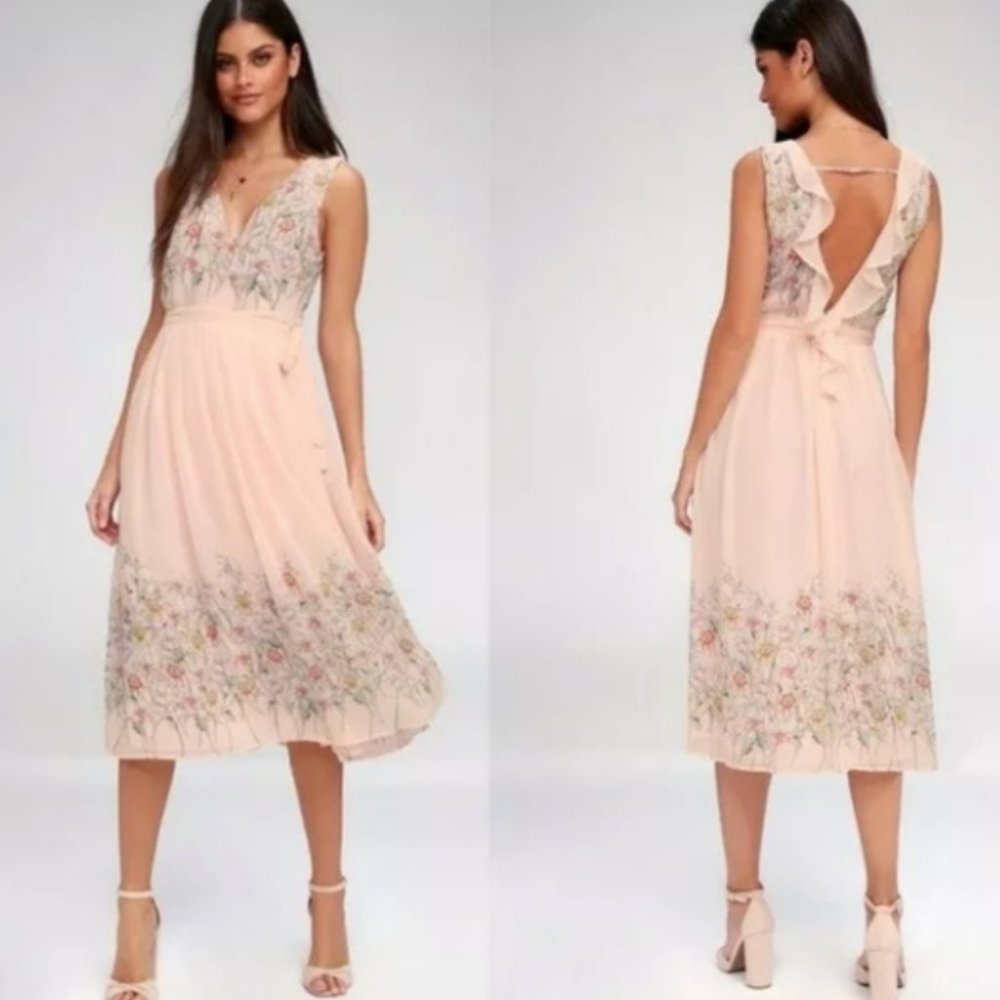ASTR pink floral wrap dress
